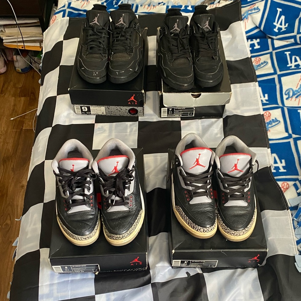 Jordan Black Cat 4s & Black Cement 3s